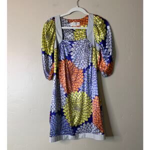 Boutique Sweetface Silky Vibrant Pattern 60's Inspired Dress 0